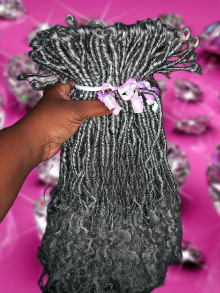 Crochet Faux Locs Silver Grey (Made To Order) 100 Strands