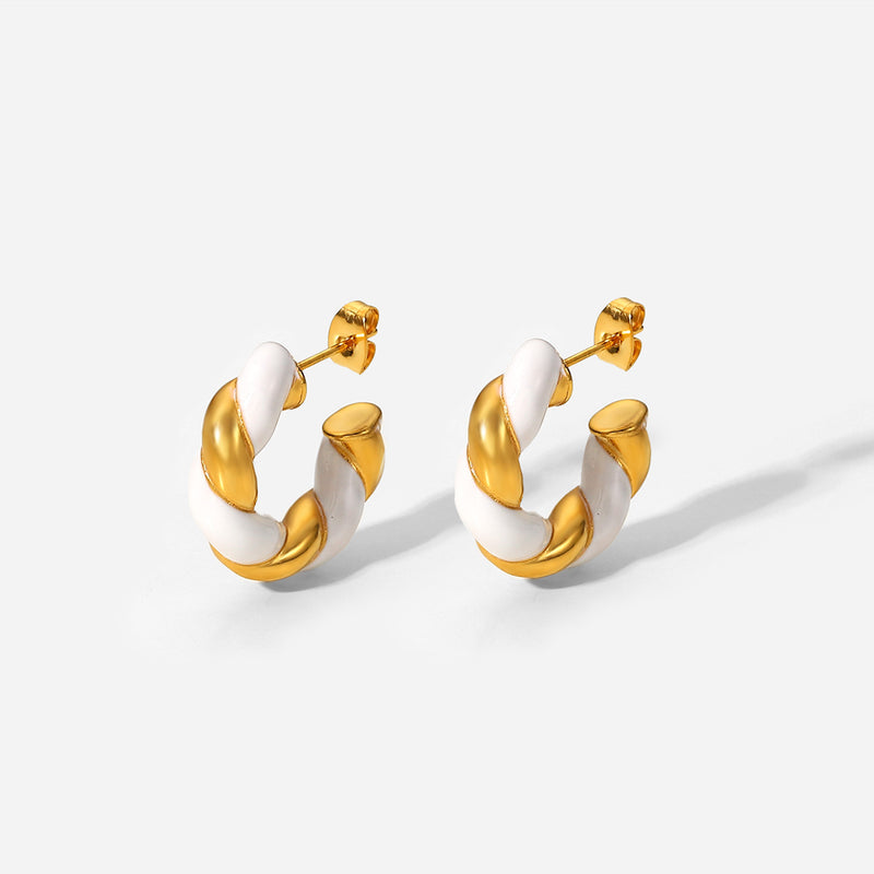 18K Gold Twisted C Earrings