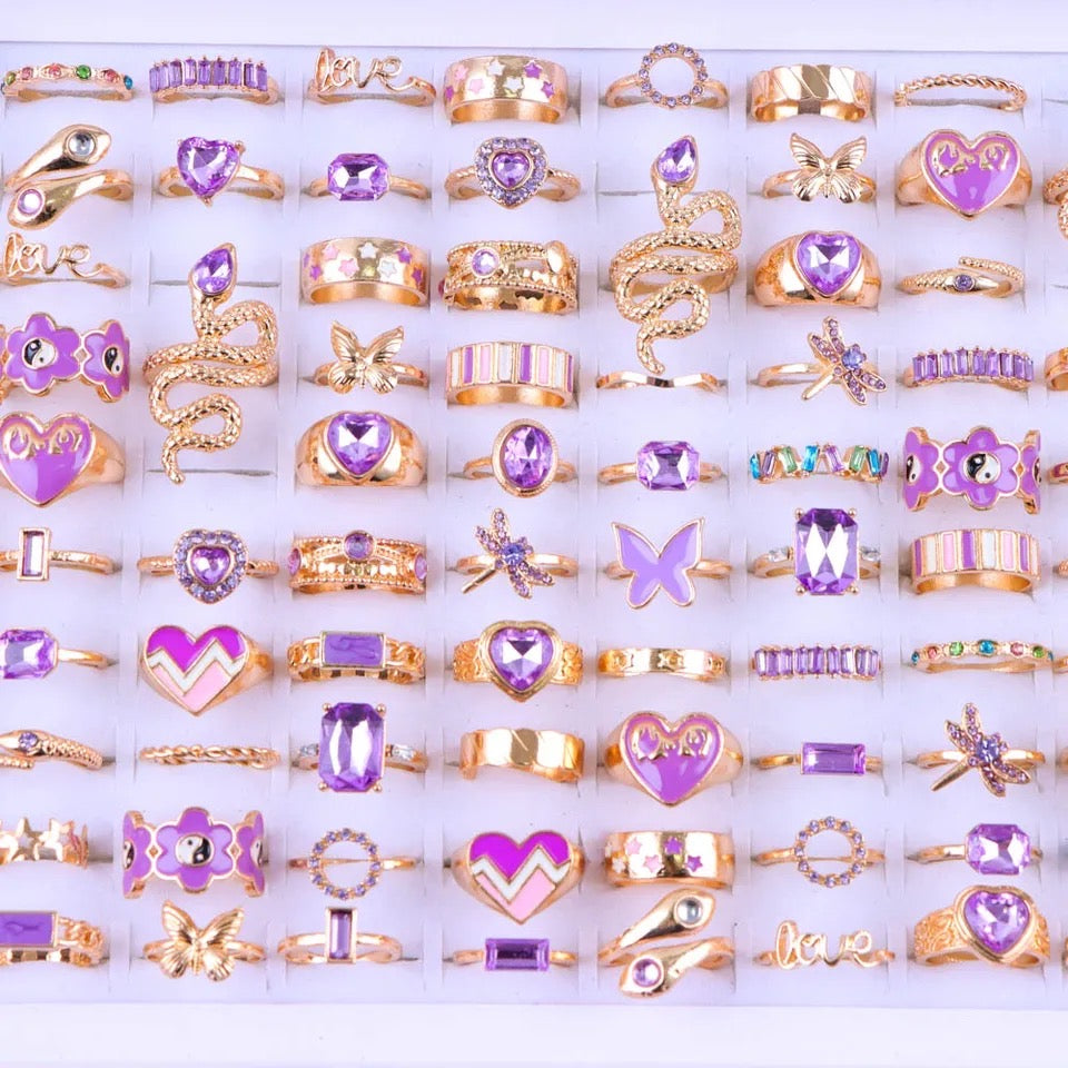 Wholesale Jewelry 30 Pc Rings Bulk Lot Purple