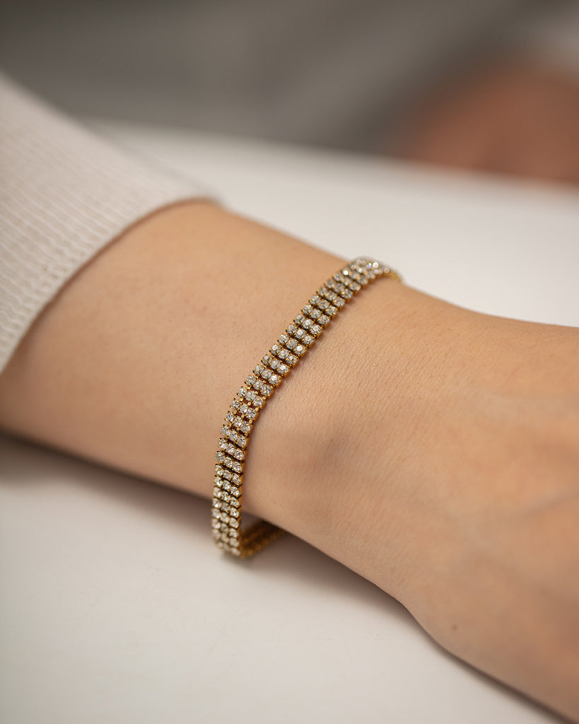 18K Gold Exquisite Fashion Multi-Layer Diamond Design Bracelet Necklace Set