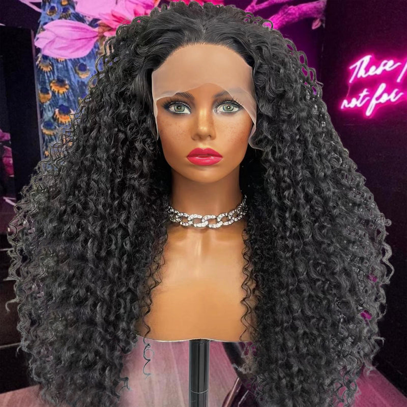 Kinky Curly Lace Front Wig 13x4 Synthetic 28 inch 1B