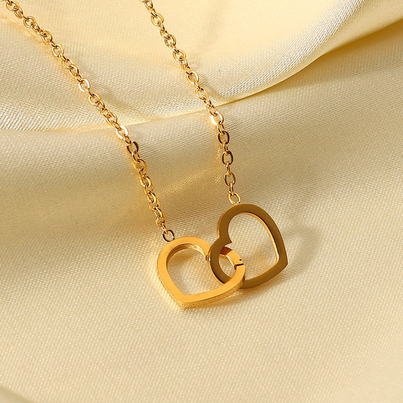 Hot Sale 18K Gold Double Heart Necklace