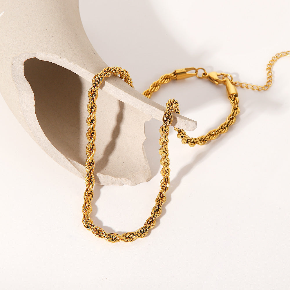 18K Gold Stainless Steel Twist Necklace Popular