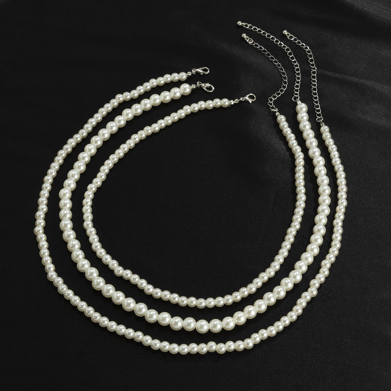 Fashionable Three Layered Pearl Versatile Necklace