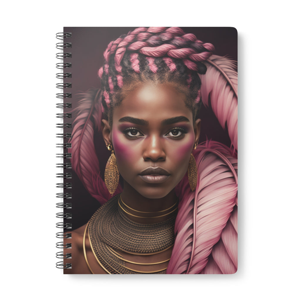 Black Art Planner Wirobound Softcover Notebook, A5 The Feathers of Pink