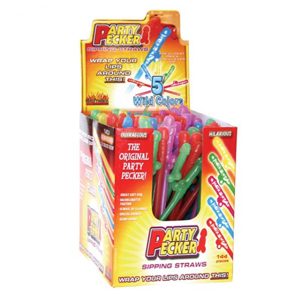 Party Pecker Sipping Straws Display 144 Count