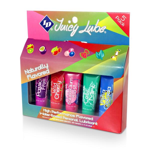 ID Juicy Lube Assorted Flavored Personal Lubricant 5 Pack Tubes