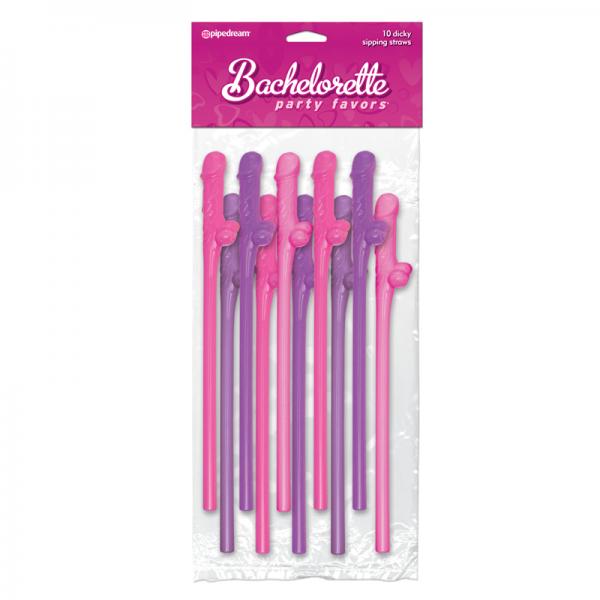 Bachelorette Party Favors Dicky Sipping Straws Pink/purple 10pc.