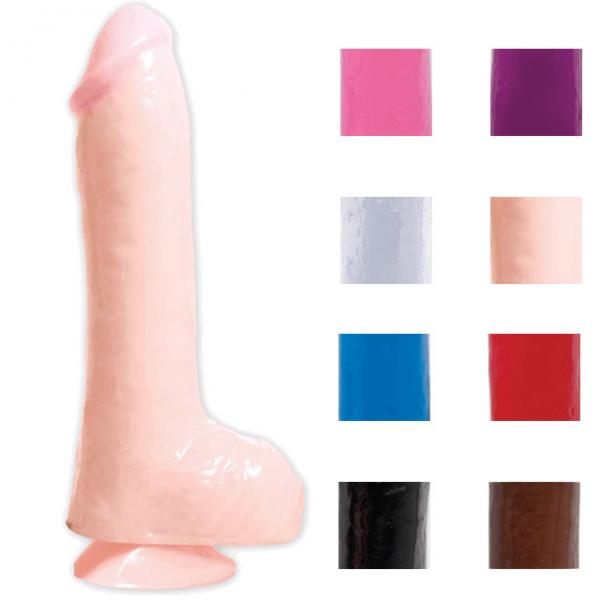 Basix Rubber Works - 9in. Dong With Suction Cup Flesh