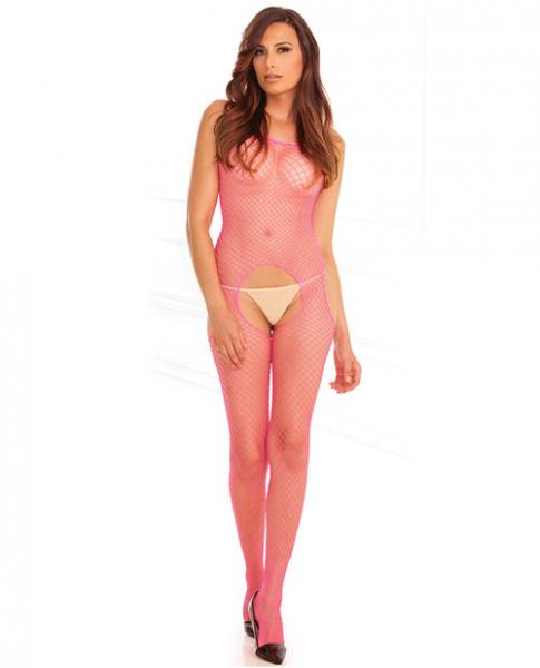 Industrial Net Suspender Bodystocking Pink O/S