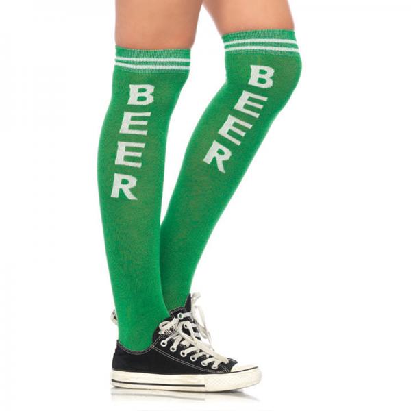 Beer Time Acrylic Athletic Socks O/S Green White