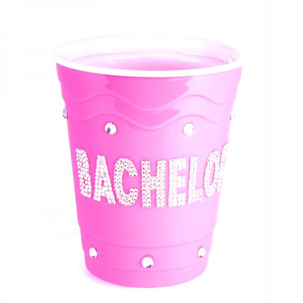 Bachelorette Pink Plastic Cup Clear Stones
