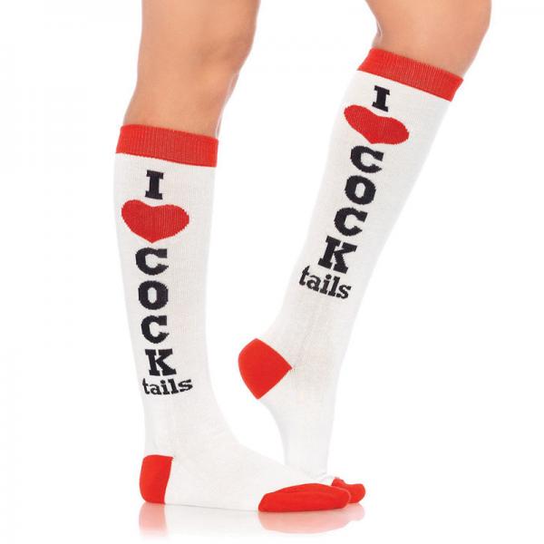 Cocktails Acrylic Knee Socks O/S White/Red