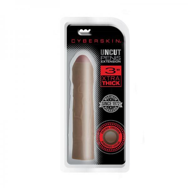Cyberskin 3in Xtra Thick Uncut Transformer Penis Extension Dark