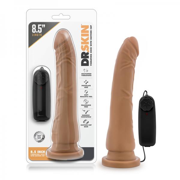 Dr. Skin - 8.5 Inch Vibrating Realistic Cock With Suction Cup - Mocha