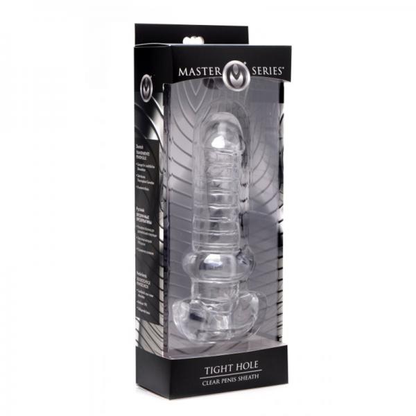 Master Series Tight Hole Clear Ribbed Penis Sheath