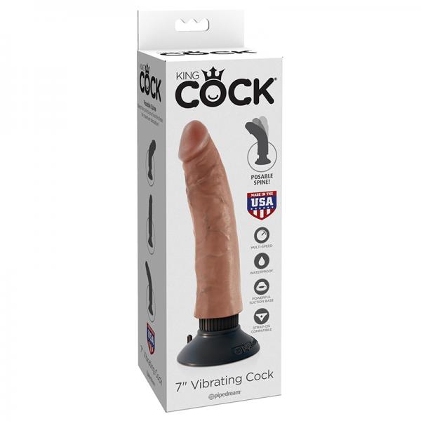 King Cock 7in Vibrating Cock Tan