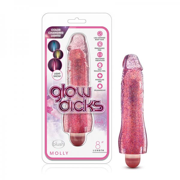 Glow Dicks - Molly Glitter Vibrator - Pink