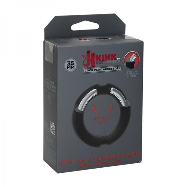 Kink By Doc Johnson Hybrid Silicone Covered Metal Cock Ring 35mm