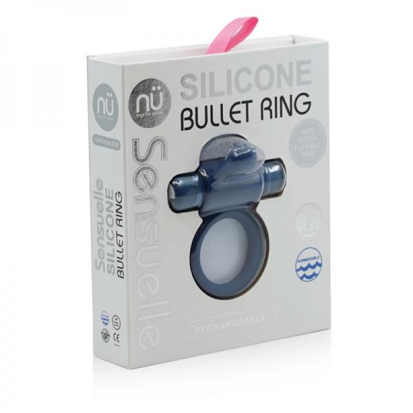 Sensuelle Bullet Cock Ring With Tongue Navy Blue