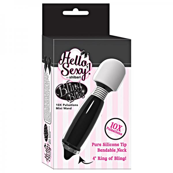 Hello Sexy Bling Mini Wand Rechargeable 10x Black