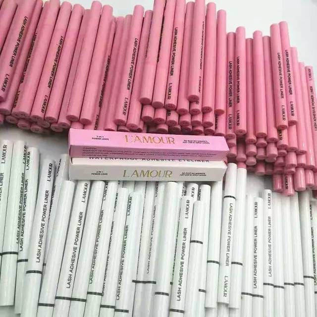 WHOLESALE LASH GLUE Eyeliner + Box Pink White Bulk Eyelash Extensions Adhesive Pen Start Your Own Mink Lash Line Long Lasting Fast Drying