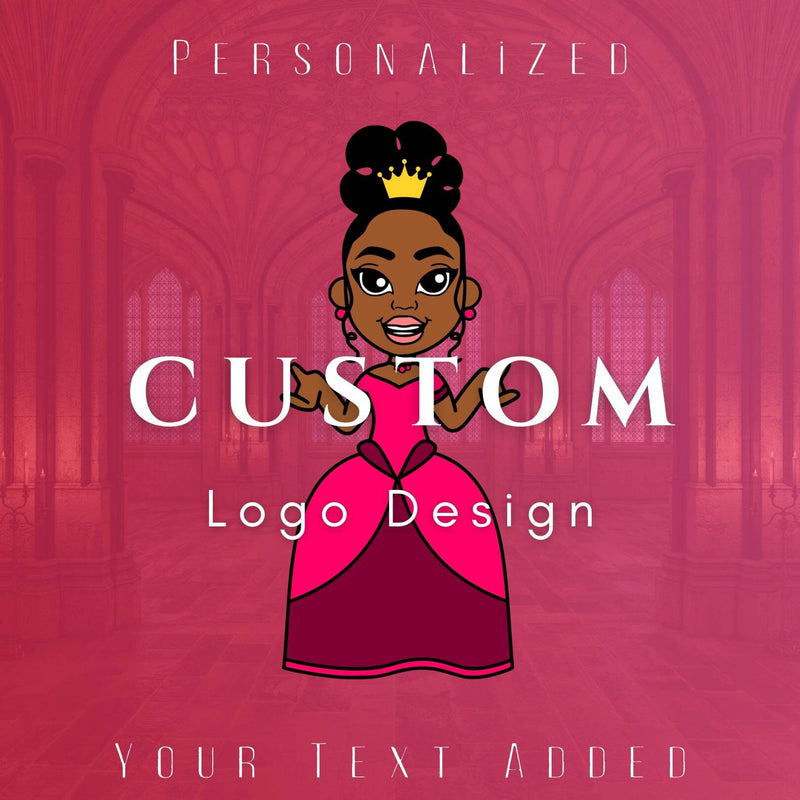 Custom Logo Design Princess Black Brown Girl Personalized Beauty Boutique Makeup Cosmetics Fashion Photography Lip Gloss Pink Queen Crown