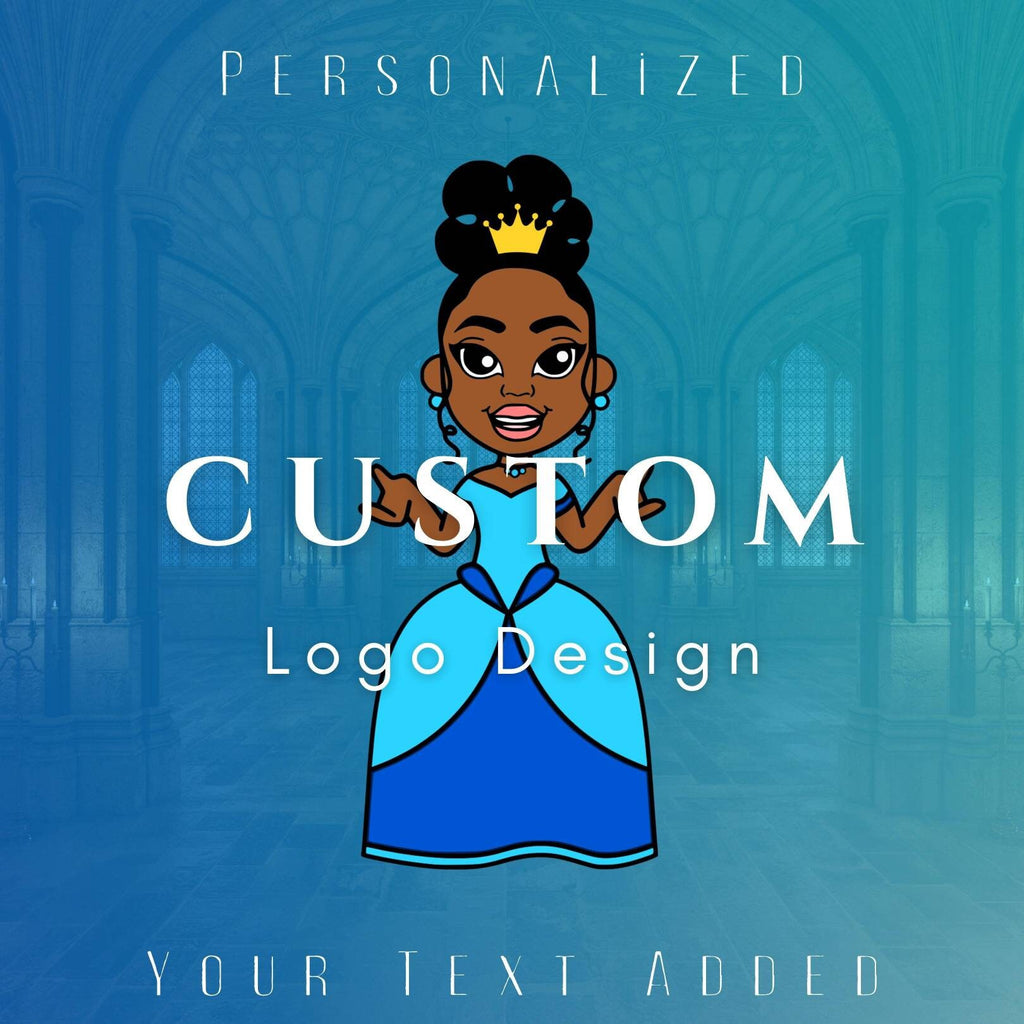 Custom Logo Design Princess Black Brown Girl Queen Crow Personalized Beauty Boutique Makeup Cosmetics Fashion Photography Lip Gloss Blue