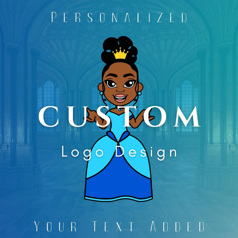 Custom Logo Design Princess Black Brown Girl Queen Crow Personalized Beauty Boutique Makeup Cosmetics Fashion Photography Lip Gloss Blue