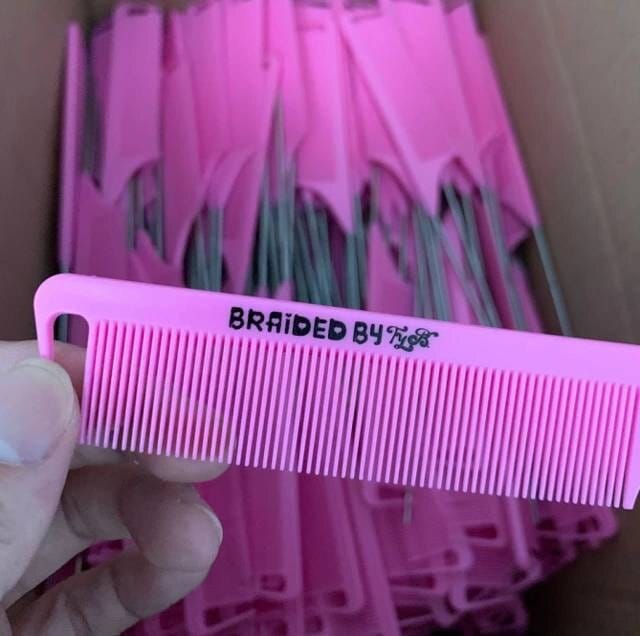 Custom Braiding Comb Wholesale Bulk Your Company Name Printed Personalized Hairstylist Braider Private Label Neat Parting Ratail Comb 100 pc