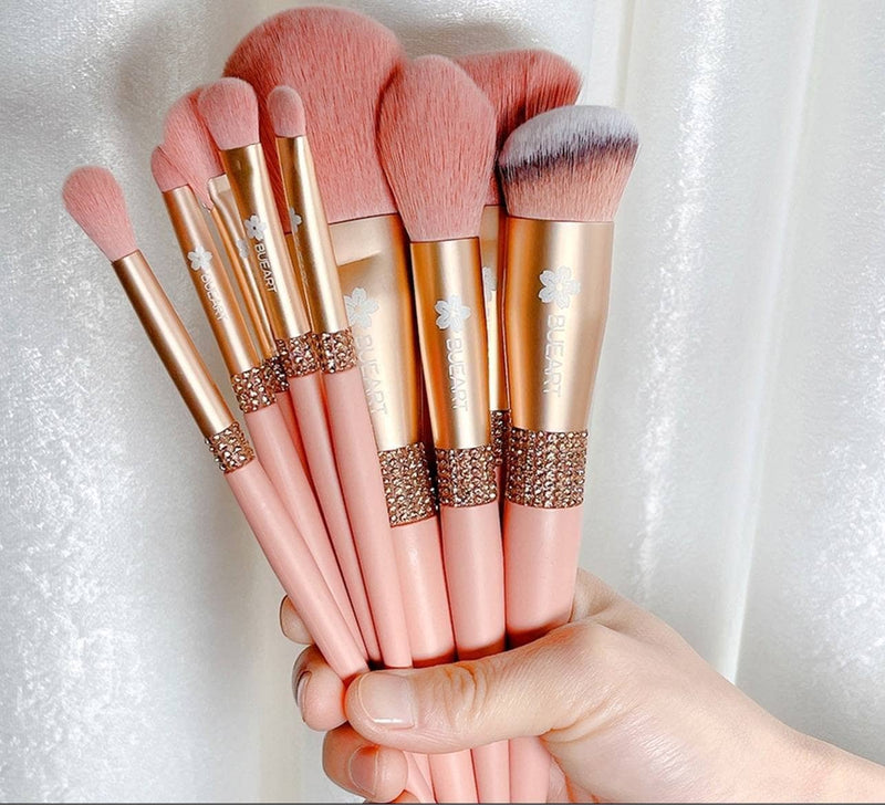 Custom Makeup Brushes Set Rose Gold Bling Personalized Wholesale Private Label Cosmetics Foundation Brushes Makeup Artist Your Logo Printed