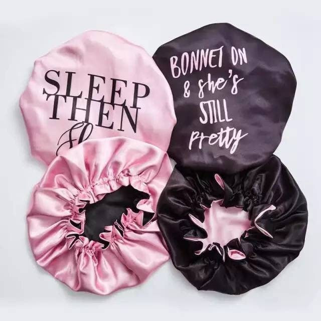 Custom Satin Hair Bonnet Wholesale Bulk Custom Your Text or Logo Printed on Bonnets Personalized Bonnet