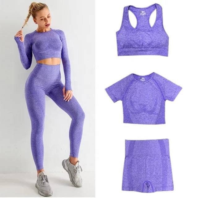 Yoga Sets Wholesale 5 pc Pilates Workout Sports Womens Stretch Outfits Seamless Gym Active Wear Private Label Bulk Lot (5 Sets)