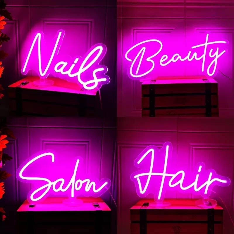 Beauty Neon Sign Personalized Text Bright Colorful Light Up Sign Hair Nails Salon Bright LED Store Boutique Business Lighting