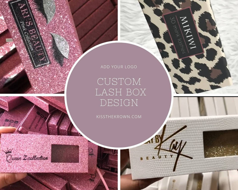 Eyelash Packaging Box Your Logo Company Name or Custom Text Printed Logo Design Included Personalized Classic Chic Elegant Custom Lash Brand