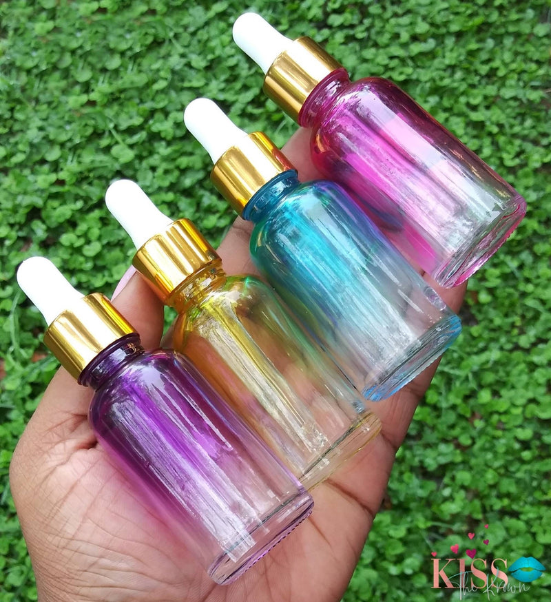 DROPPER BOTTLES Rainbow Ombre Glass Bottles Bulk Lot 30ml Essential Oil Cosmetics Aromatherapy Bottles with Dropper Jar (50pc)