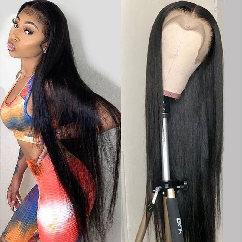 LACE FRONTAL WIG 13x4 Straight 150% Density Natural Color Brazilian Human Hair Soft Silky Gorgeous Wig