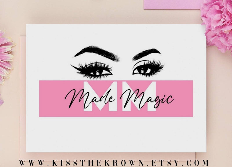 Custom Text Logo with Cursive Accent Personalized Classic Eyelash Beauty Logo Design Professional Makeup Cosmetics Hairstylist Boutique