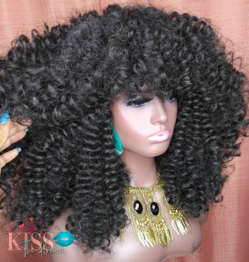 CROCHET WIG Afro Kinky Curly Kanekalon Marley Hair Crochet Braids Wig Handmade HANDCURLED Afro Wig Luxury Custom  Wig Unit + Free Gift