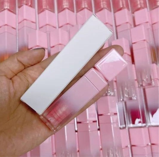 Wholesale Lip Gloss Private Label Liquid Lipstick Makeup Prefilled Tubes + Box Logo Design Included Your Logo Printed Frost Pink Gradient