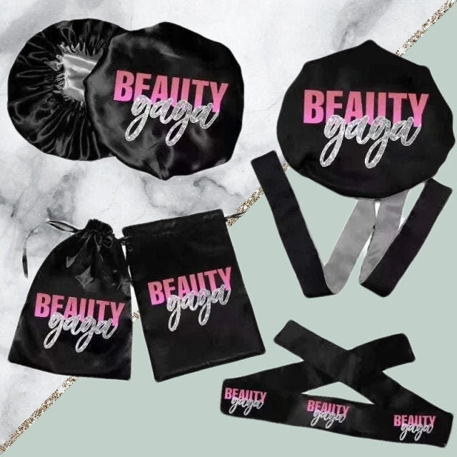 Custom Satin Hair Bonnets Edge Scarves Hair Bags Wholesale Bulk Custom Your Text or Logo Printed Personalized