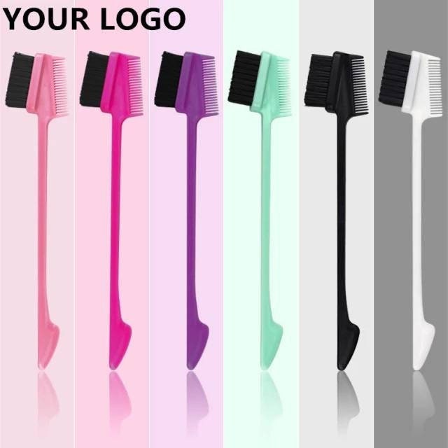 Custom Edge Brush Comb Wholesale Private Label Your Company Name Printed Personalized Smooth Laid Sleek Edges Styling Comb 100 pc