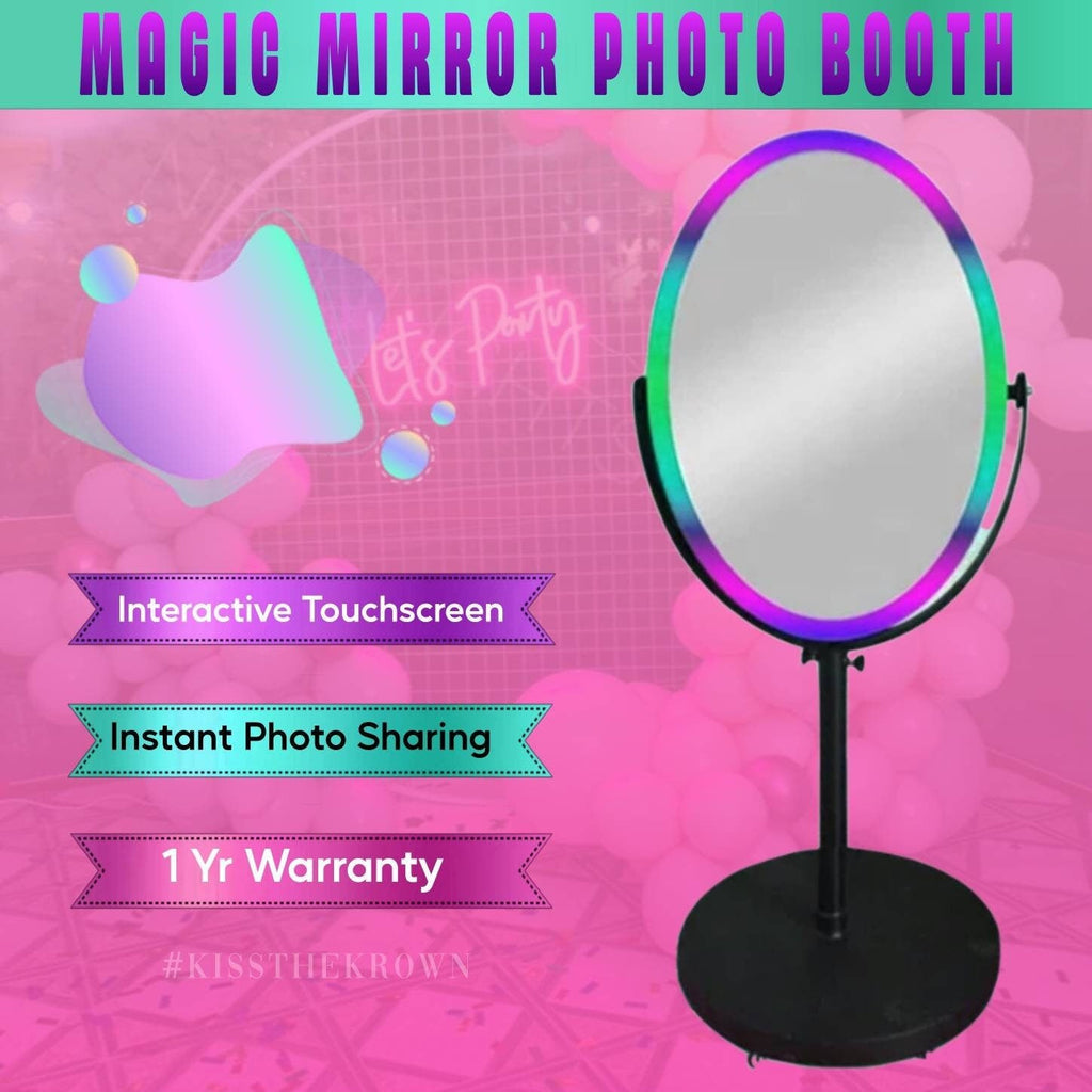 Oval Magic Mirror Photo Booth Selfie Touch Screen Interactive Vanity Mirror + Camera + Printer + Fight Case Party Wedding Events