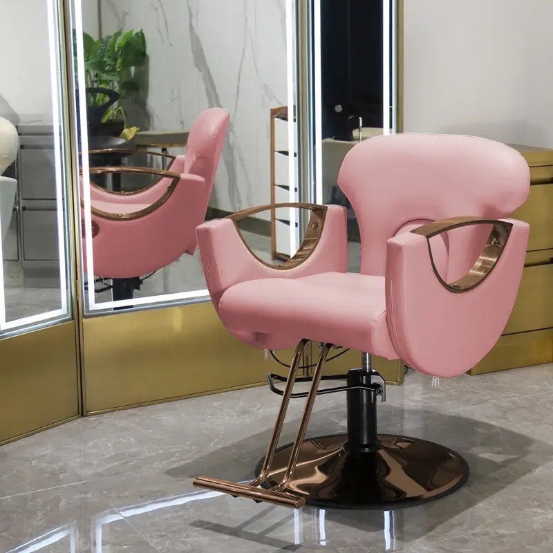 Pink Hairstylist Chair Beautician Gold