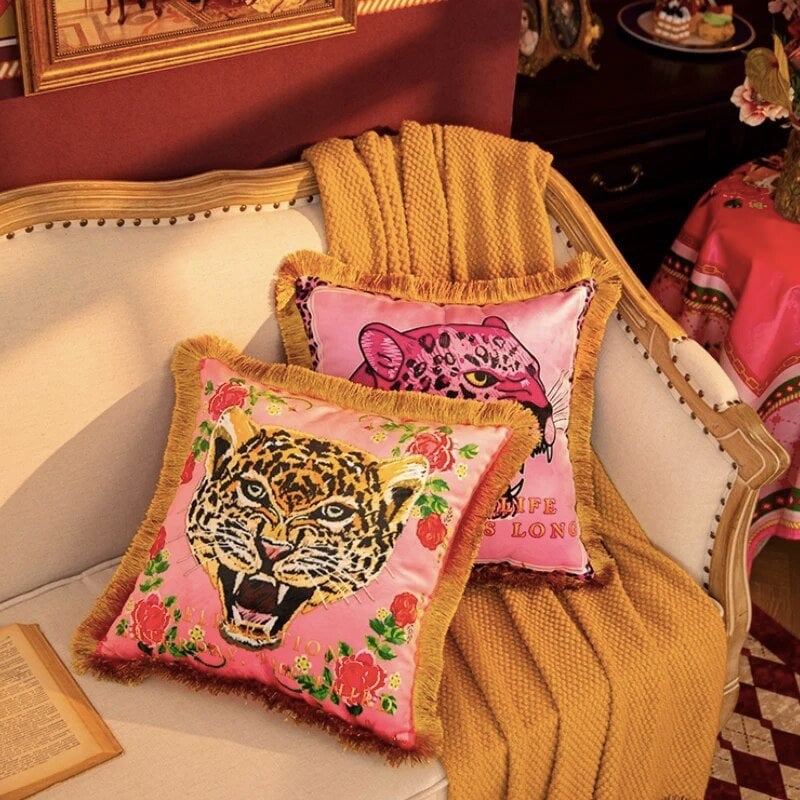 Cheetah Roar Vintage Pillow