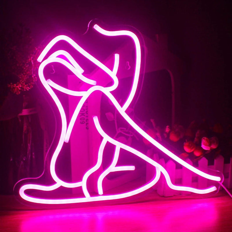 Neon Sign Woman Body Silhouette