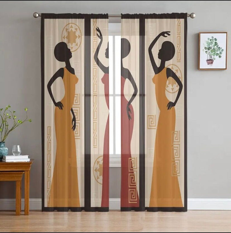 African American Woman Tribal Curtains