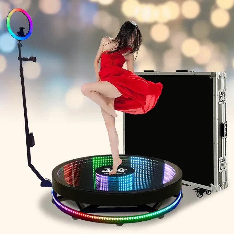 360 Photo Booth Selfie Video for Party Wedding Events Rotating Spinning Ring Light Customized Logo Start a 360 Photo Booth Rental Business