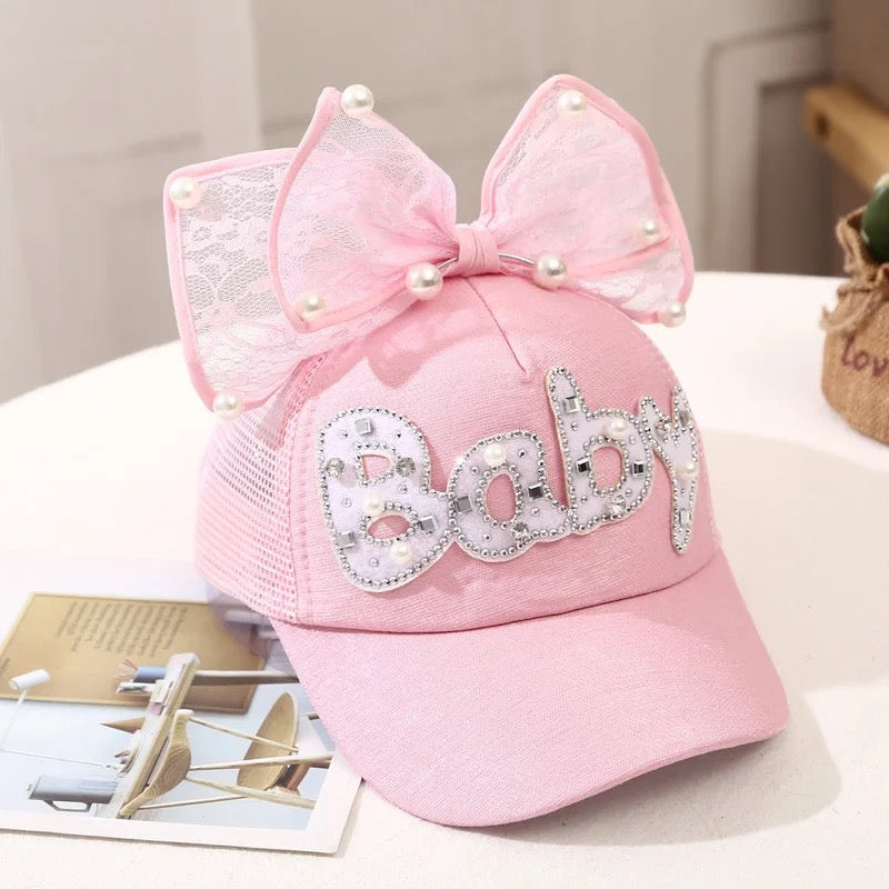 Baby Pink Glam Bow Snap Back