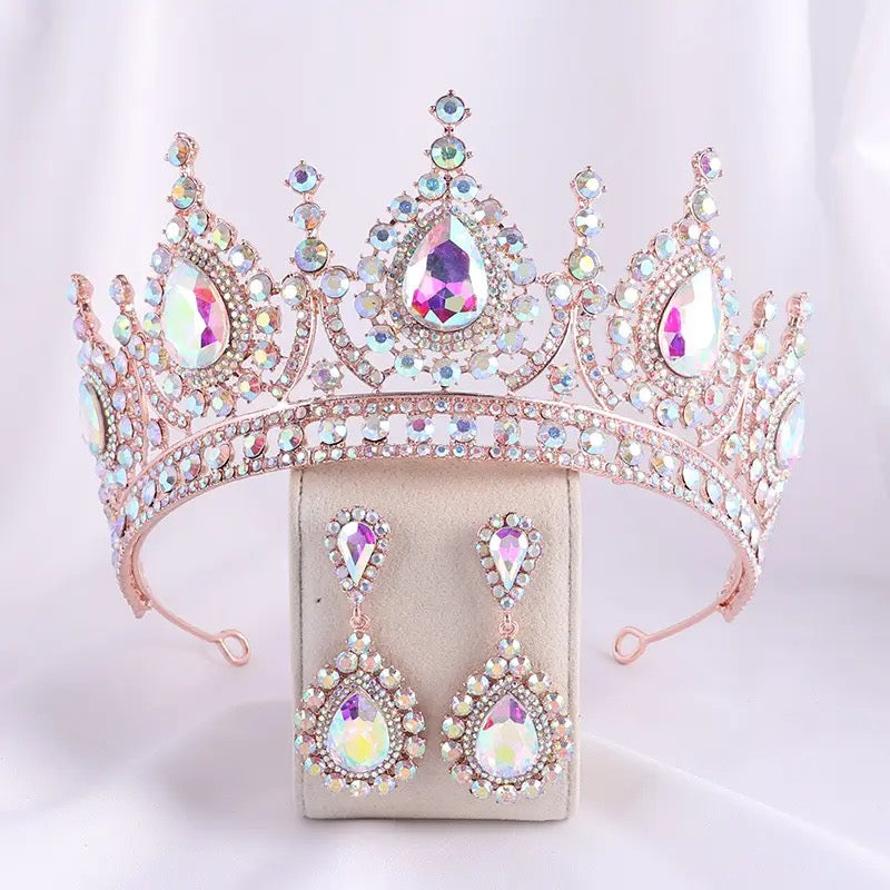 Tiara Crown Earrings Set